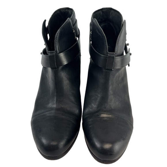 Rag & Bone Harrow Black Leather Western Stacked Block Heel Ankle Boot EU38.5 US8 - Picture 4 of 11